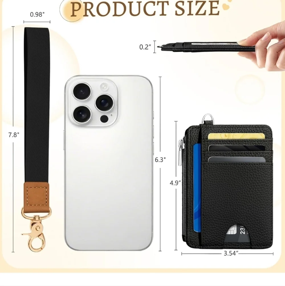 Black Card Organizer with ID Window And Lanyard Strap